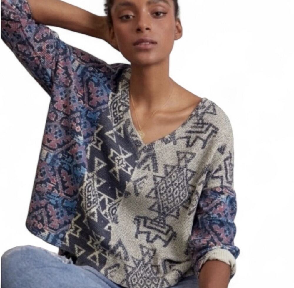 Anthropologie Pilcro Moira Thermal Pullover Southwestern Boxy Size L